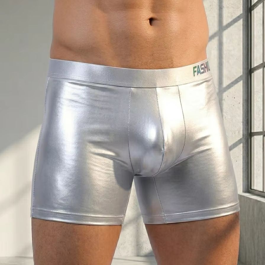 Men's Shiny Glossy Ice Silk Lo - Long Leg Trunk Men ulasan dan harga