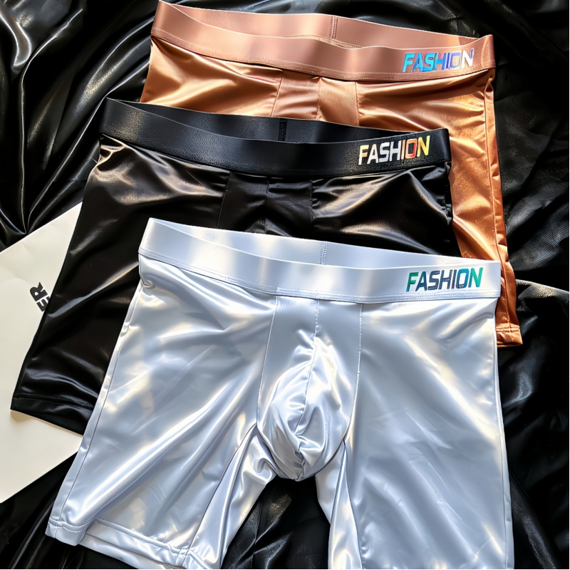 Men's Shiny Glossy Ice Silk Lo - Long Leg Trunk Men ulasan dan harga