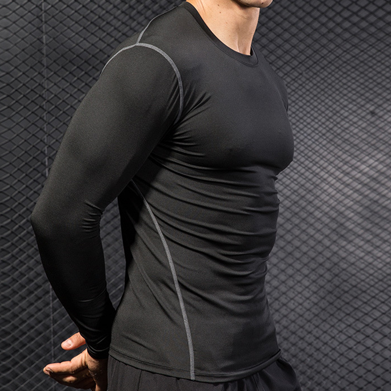 Men's Running Sports Long Slee - T Shirt Tight Fit ulasan dan harga