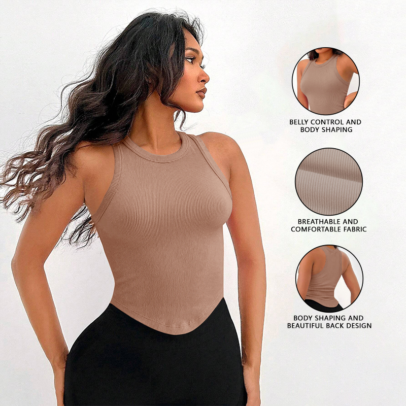 Womens Ribbed Racerback Curved - Tank Top Ribbed ulasan dan harga