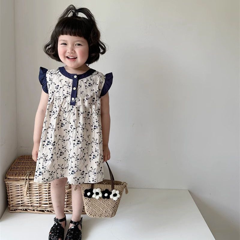 Girls summer floral dress 2024 - Undershirt Crew Neck ulasan dan harga
