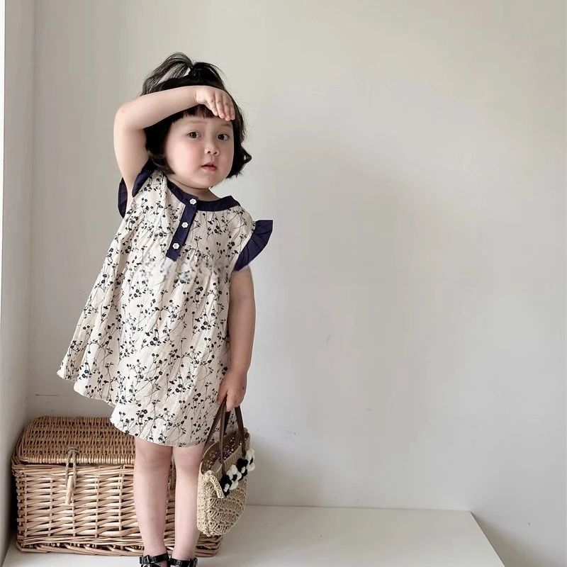 Girls summer floral dress 2024 - Undershirt Crew Neck ulasan dan harga