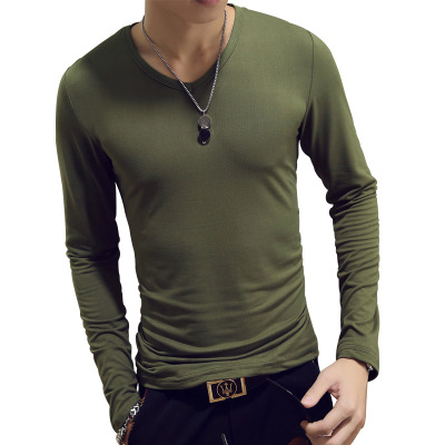 V Neck Mens T Shirts Plain Lon - Undershirt Crew Neck ulasan dan harga