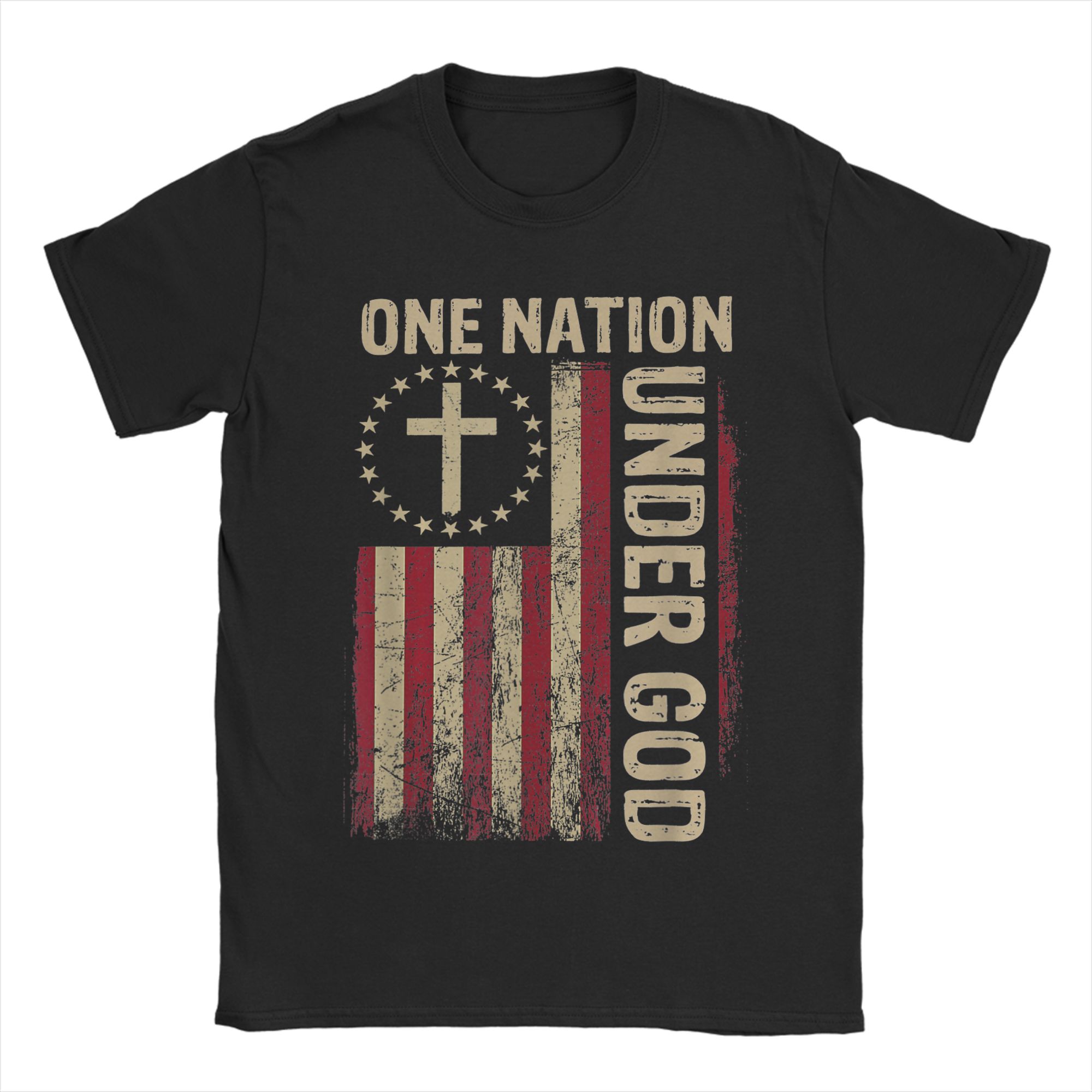 One Nation Under God Flag 4th  - Undershirt Crew Neck ulasan dan harga