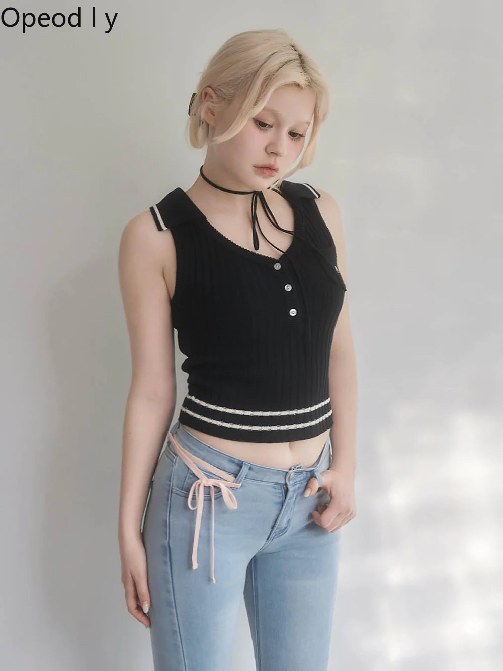 Japanese Sweet Lapel Twist V-n - Suspender Tank Top ulasan dan harga