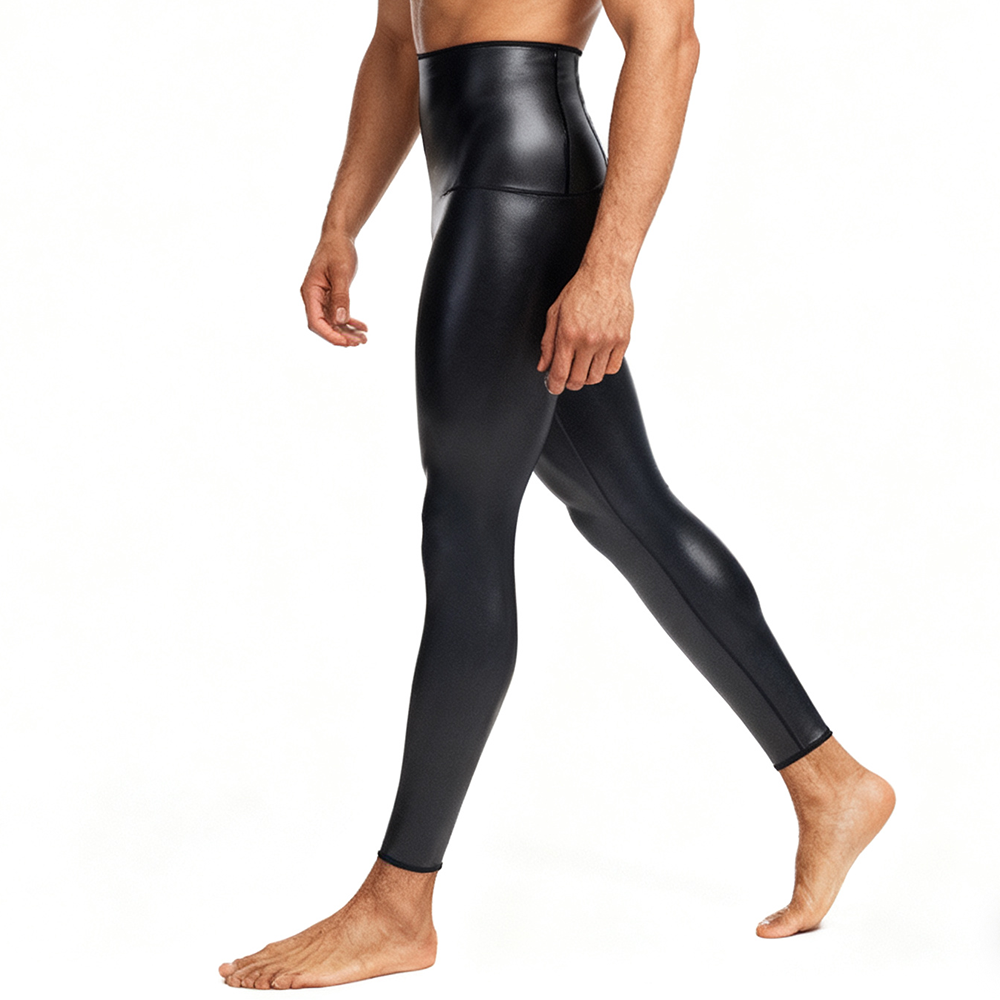 Sexy Men PU Leather Long Pants - Compression Long Pant ulasan dan harga