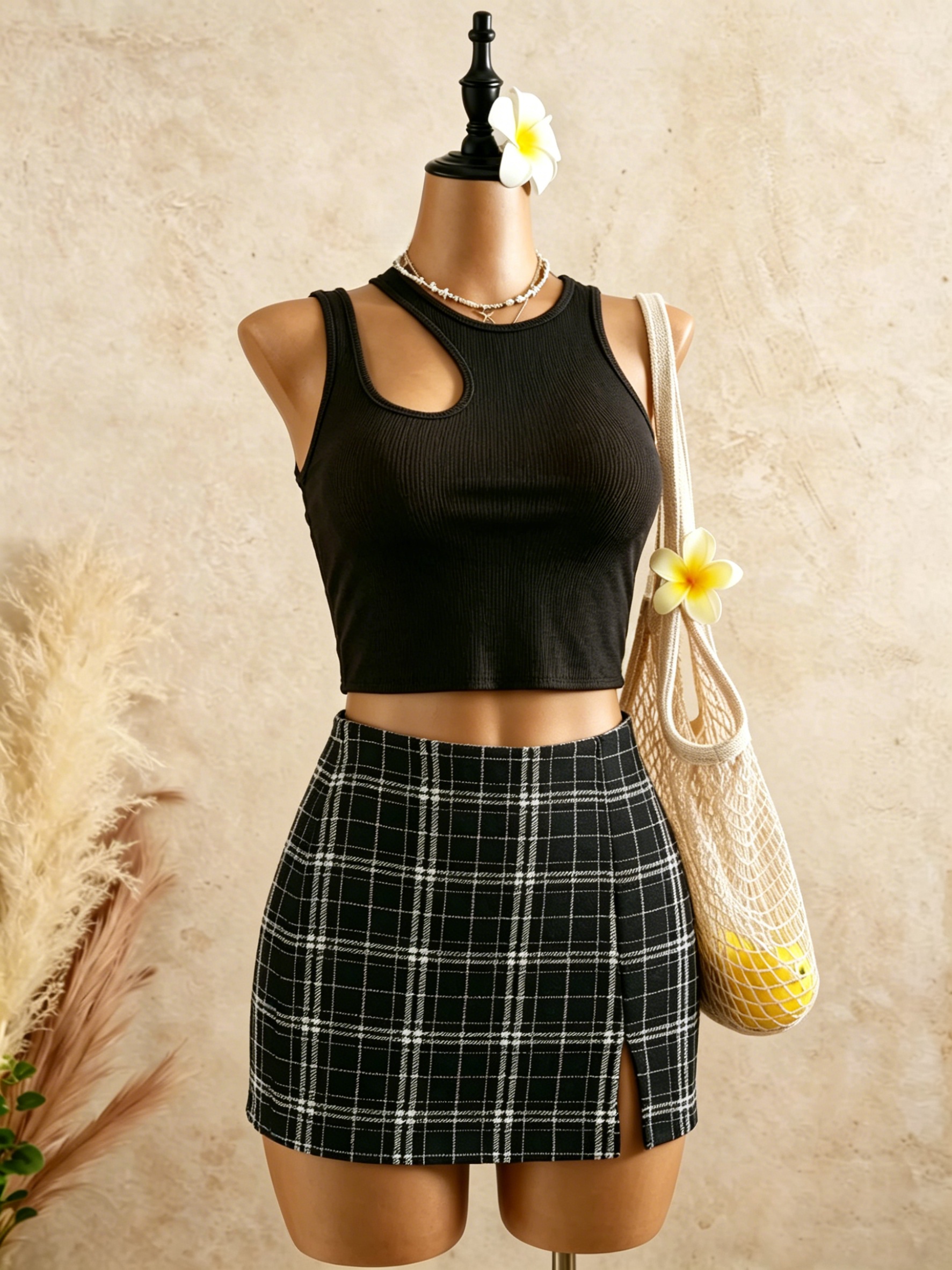 2 Piece Outfits Women Cutout R - Tank Top Ribbed ulasan dan harga