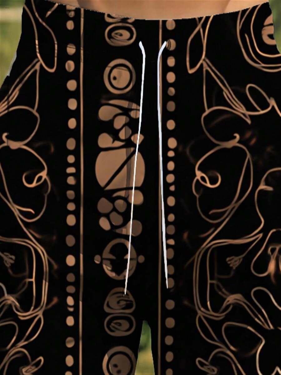 Mens Abstract Geometric Print  - Trunk Breathable Men ulasan dan harga